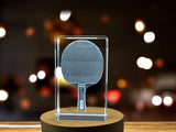 Ping Pong Racket Recognition Trophy | Exquisite 3D Engraved Crystal Award for Table Tennis Champions - Custom Award From A&B Crystal Collection