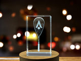 Squash Champion Trophy - 3D Engraved Crystal Award with Free LED Base Light for Recognition - Custom Award From A&B Crystal Collection