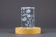 3D Engraved Crystal Cosmos Flower — Made in Canada