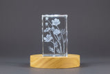 3D Engraved Crystal Cosmos Flower — Made in Canada