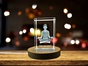 Yoga Pose Crystal Recognition - Sukhasana Meditation Statue with LED Base, Exquisite Gift Box