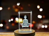 Yoga Pose Crystal Recognition - Sukhasana Meditation Statue with LED Base, Exquisite Gift Box - Custom Award From A&B Crystal Collection