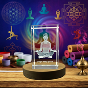 Yoga Pose Crystal Recognition - Sukhasana Meditation Statue with LED Base, Exquisite Gift Box