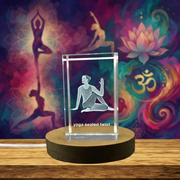Yoga Pose Crystal Sculpture With Recognition - Handcrafted Seated Twist Art For Wellness
