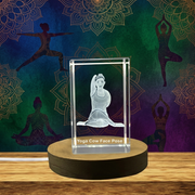 Yoga Pose Crystal Statue - Cow Face Figure Recognition for Serenity and Well-Being, Includes LED Base