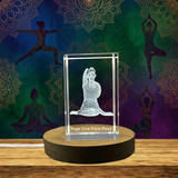 Yoga Pose Crystal Statue - Cow Face Figure Recognition for Serenity and Well-Being, Includes LED Base