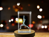 Yoga Pose Crystal Statue Recognition - High Lunge, 3D Engraved Sculpture for Strength & Flexibility - Custom Award From A&B Crystal Collection