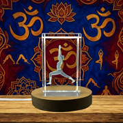 Yoga Pose Crystal Statue Recognition - High Lunge, 3D Engraved Sculpture for Strength & Flexibility