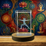 Yoga Pose Crystal Statue Recognition - Warrior II Sculpture for Courage & Focus - Custom Award From A&B Crystal Collection