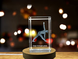 Yoga Pose Crystal Statue Recognition - Exquisite Triangle Figure for Flexibility and Balance with LED Base - Custom Award From A&B Crystal Collection