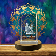 Yoga Seated Twist Pose 3D Engraved Crystal Statue Recognition — Made in Canada