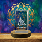 Yoga Seated Twist Pose Crystal Statue Recognition - Exquisite 3D Engraved Gift for Yoga Lovers