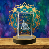 Yoga Seated Twist Pose Crystal Statue Recognition - Exquisite 3D Engraved Gift for Yoga Lovers - Custom Award From A&B Crystal Collection