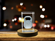 Recognition Crystal Kettlebell Sculpture - Intricate Laser-Engraved Artistry, Made in Canada