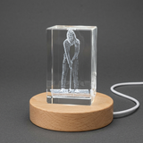 3D Engraved Crystal Croquet Player Figurine - Elegant Lawn Game Gift