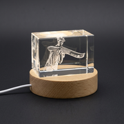 3D Engraved Crystal Basque Pelota Player Sculpture