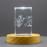 Snowdrop Flower 3D Engraved Crystal Award Trophy Recognition — Made in Canada