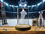 3D Engraved Crystal Ice Hockey Player Trophy – Recognition Award Keepsake Gift - Custom Award From A&B Crystal Collection