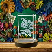 3D Engraved Crystal Giant Kelp with LED Base Light