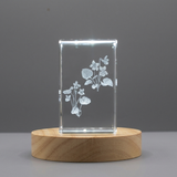 Recognition Violet Flower 3D Engraved Crystal Trophy - Unique Keepsake Gift & Home Decor