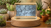 3D Engraved Crystal Hibiscus Trophy Award with LED Base - Elegant Tropical Décor