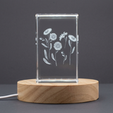 Daisy Flower 3D Engraved Crystal Trophy Award - Recognition Keepsake Gift with LED Base