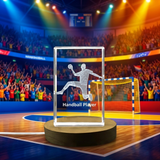 Handball Player 3D Engraved Crystal Trophy Award - Recognition Gift for Champions and Coaches - Custom Award From A&B Crystal Collection