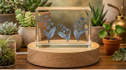 Lily Of The Valley 3D Engraved Crystal Trophy Award Keepsake With LED Base Light Recognition