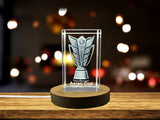 Asian Cup Recognition Crystal Trophy - Engraved Sports Award with LED Base Light