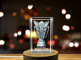 Asian Cup Recognition Crystal Trophy - Engraved Sports Award with LED Base Light - Custom Award From A&B Crystal Collection