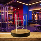 Weight Barbell Stand 3D Crystal For Recognition - Precision Engraved Sculptural Masterpiece - Custom Award From A&B Crystal Collection