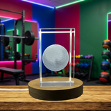 Gym Ball Sculpture - Handcrafted Laser-Engraved Art in Premium Crystal - Custom Award From A&B Crystal Collection