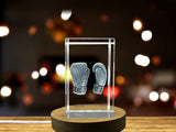 Recognition Crystal Boxing Gloves Sculpture with Textured Detail - Masterfully Engraved Artistry - Custom Award From A&B Crystal Collection