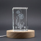 Poppy 3D Engraved Crystal Trophy Award Keepsake — Made in Canada