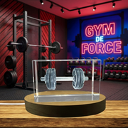 One-Hand Bar Sculpture with LED Base - Crystal Strength Recognition