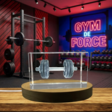 One-Hand Bar Sculpture with LED Base - Crystal Strength Recognition