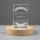 The Golden Rule 3D Engraved Crystal Trophy Award — Made in Canada - Custom Award From A&B Crystal Collection