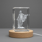 Apollo 3D Engraved Crystal Recognition Trophy - God of Music & Romance with LED Base Light