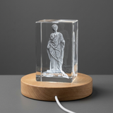 Demeter 3D Engraved Crystal Recognition Trophy Award with Free LED Base Light - Custom Award From A&B Crystal Collection