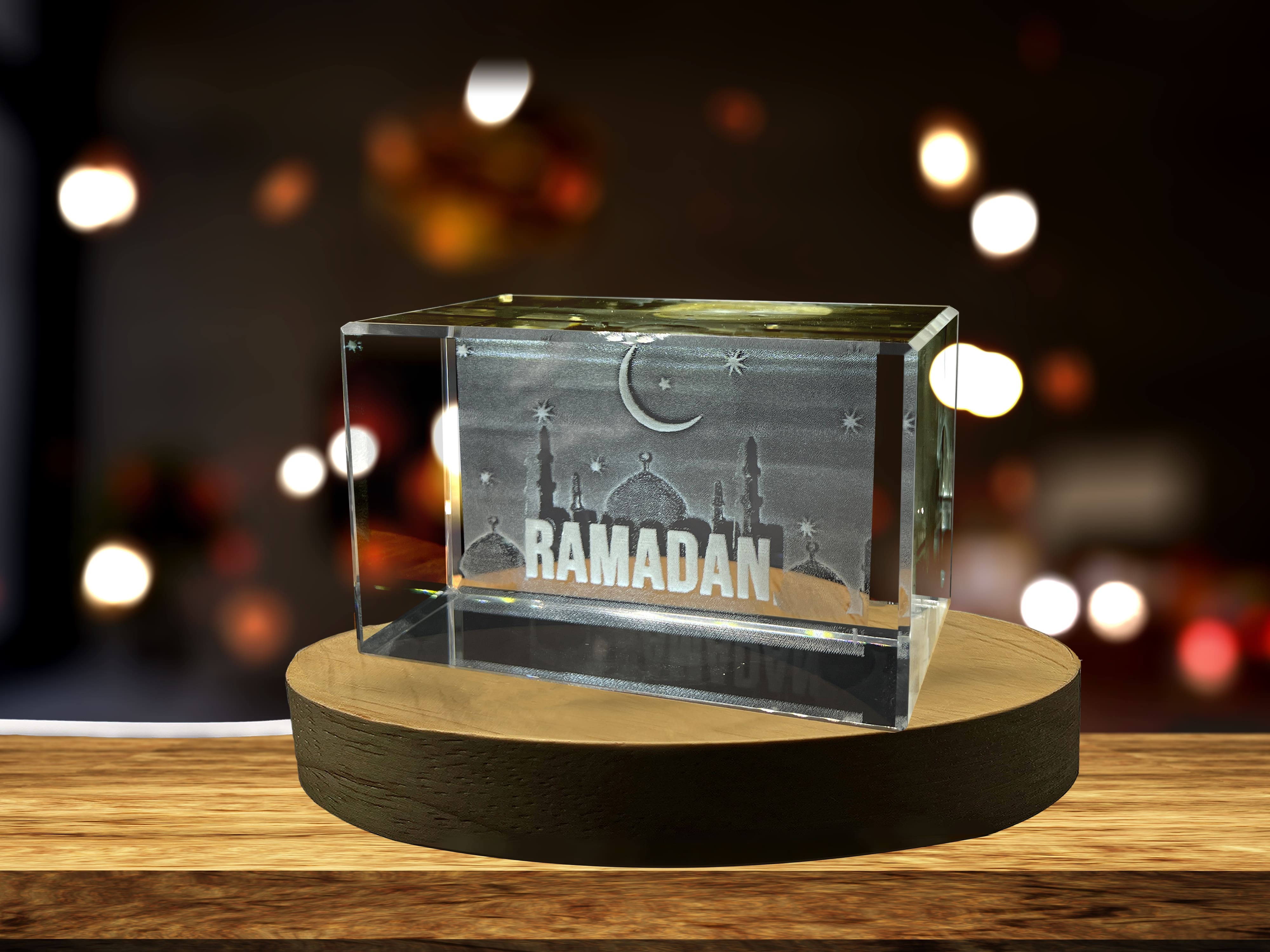 Ramadan 3D Engraved Crystal Keepsake - Personalized Gift & Home Decor A&B Crystal Collection
