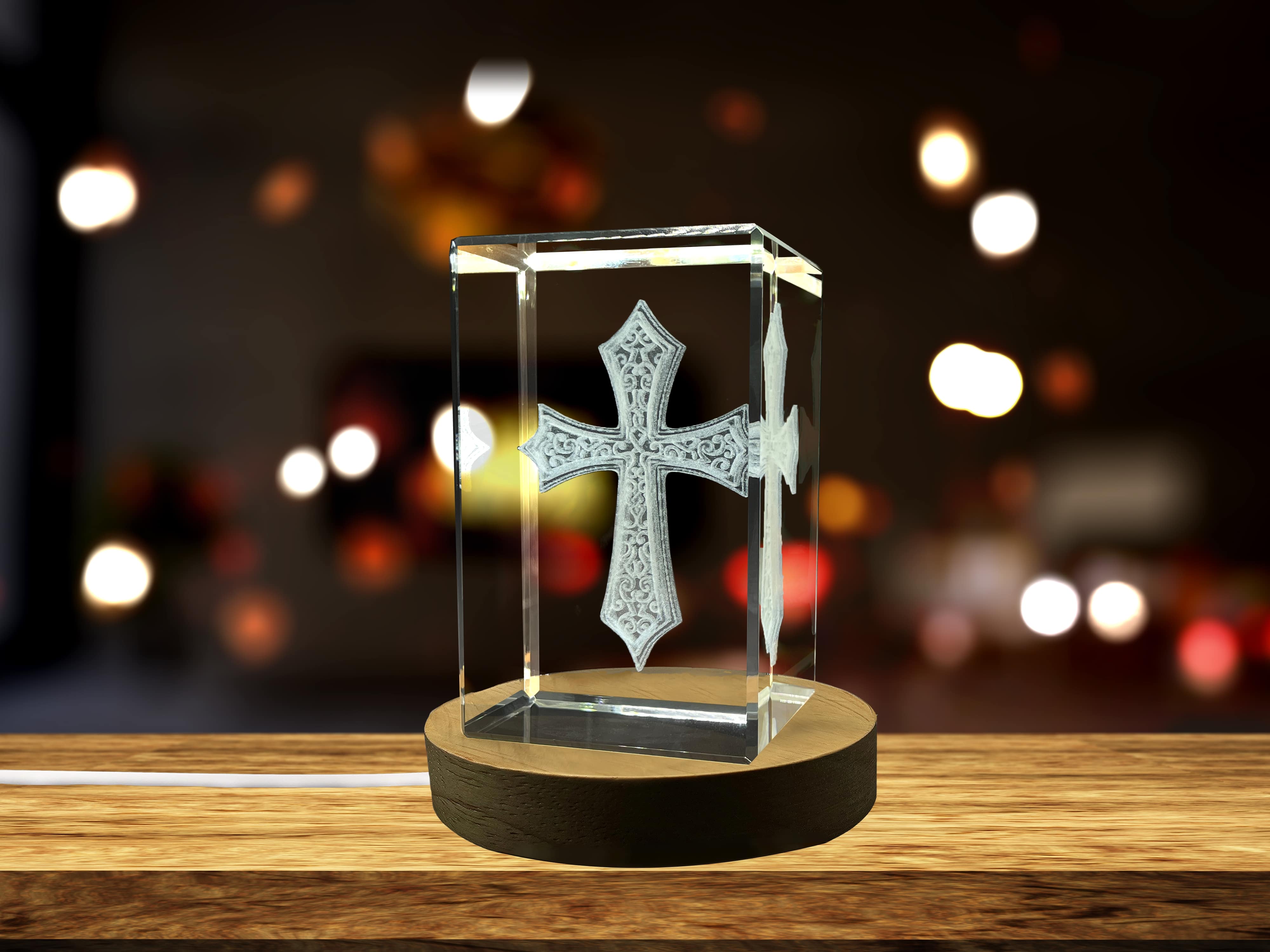 Christian Cross | 3D Engraved Crystal Keepsake A&B Crystal Collection