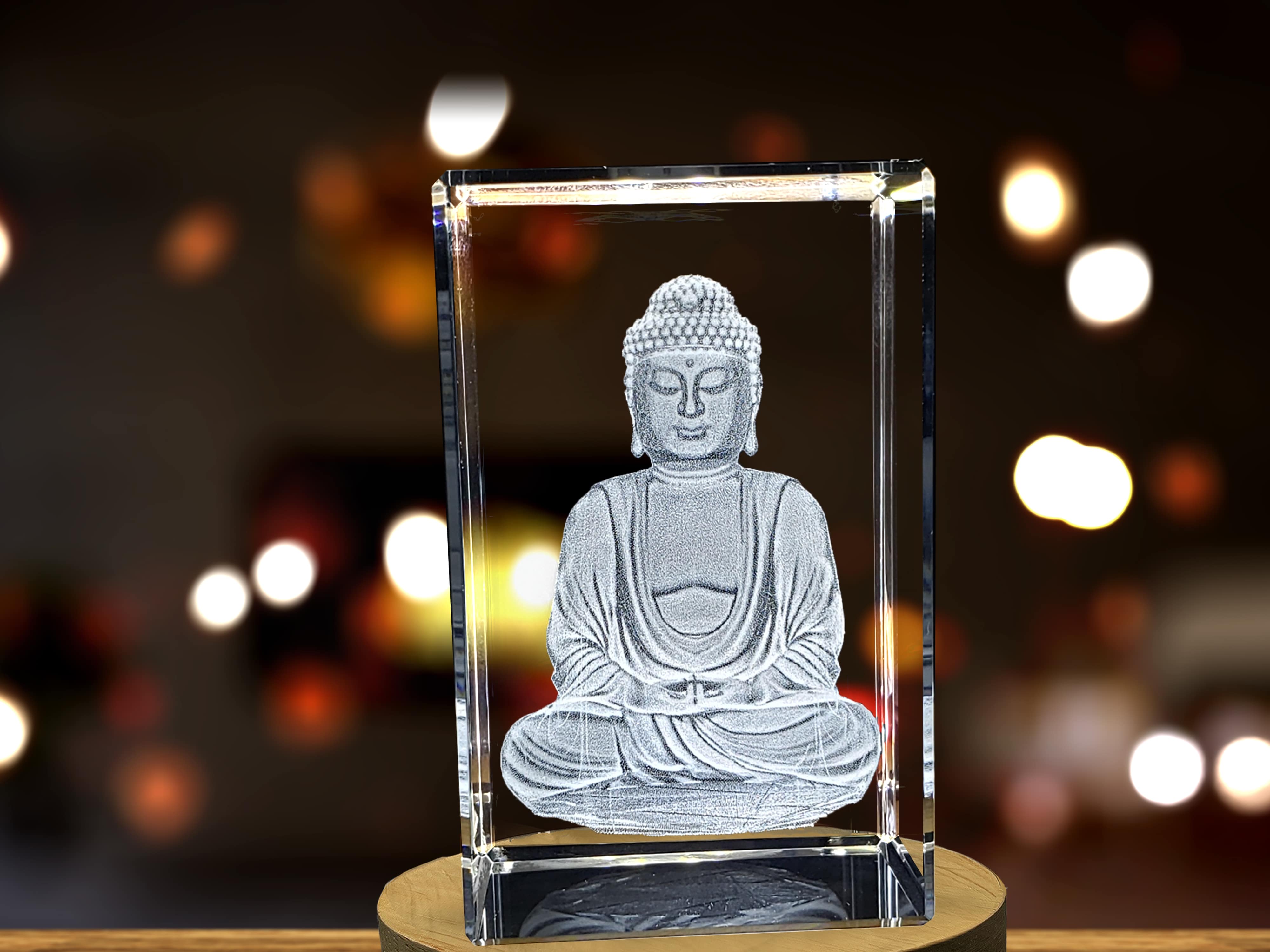 3D Crystal Buddha Statue with LED Light - Tranquil Illuminated Decor A&B Crystal Collection