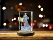 St. Christopher 3D Engraved Crystal - Made in Canada, River Imagery, LED Base Light