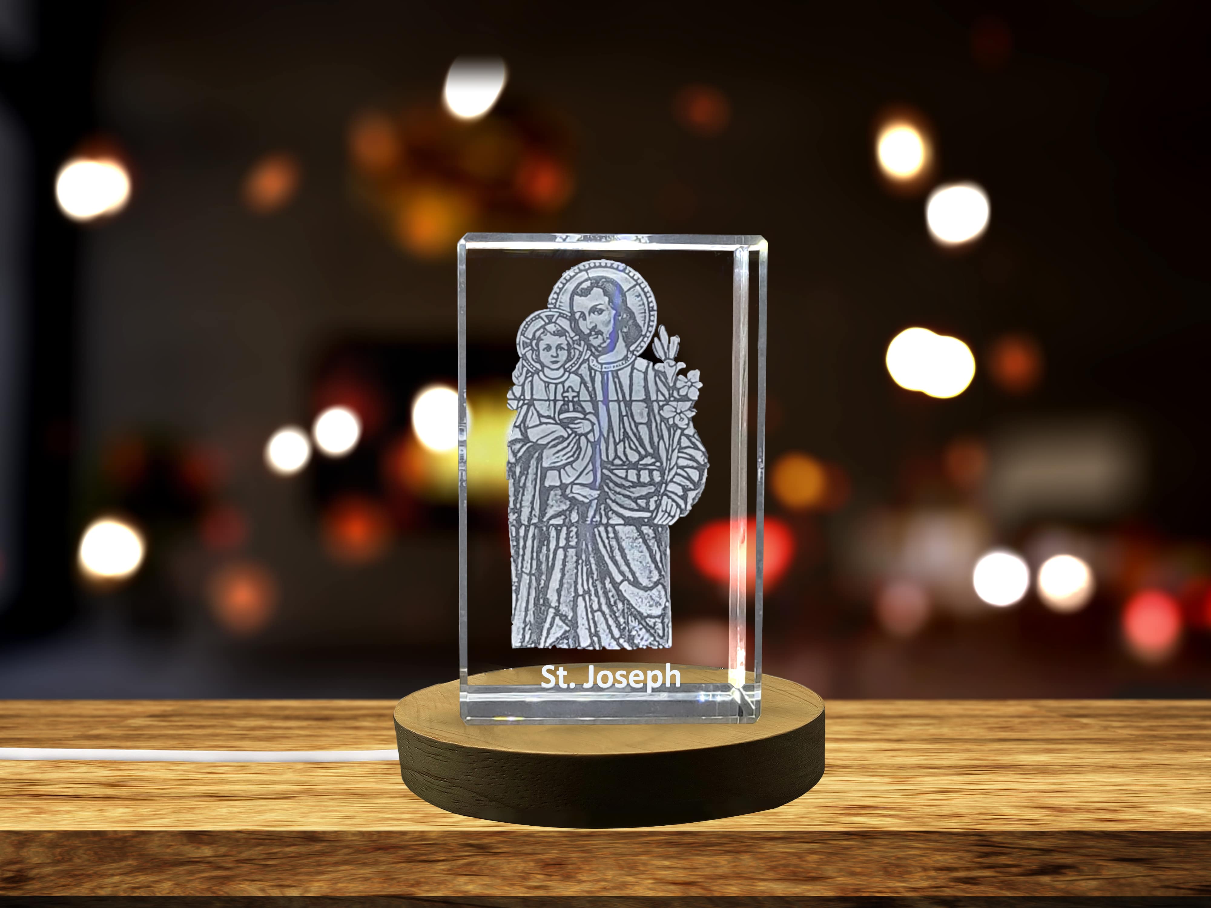St. Joseph | A Guardian of Faith | Religious 3D Engraved Crystal A&B Crystal Collection