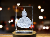 St. Jude Thaddaeus Crystal Sculpture with LED Base Light - Made in Canada A&B Crystal Collection