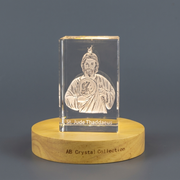 St. Jude Thaddaeus Crystal Sculpture Award Trophy with LED Base Light - Made in Canada
