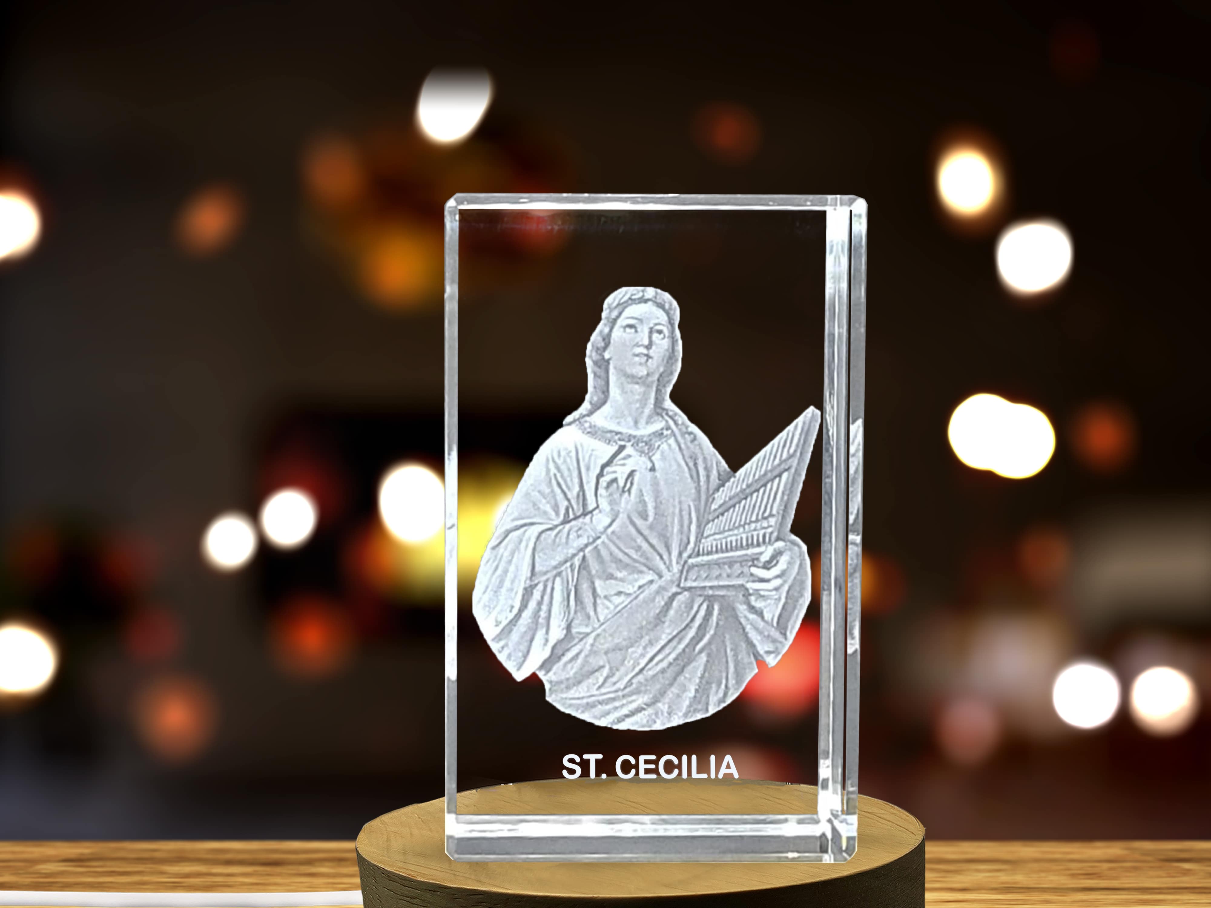 St. Cecilia | Religious 3D Engraved Crystal A&B Crystal Collection