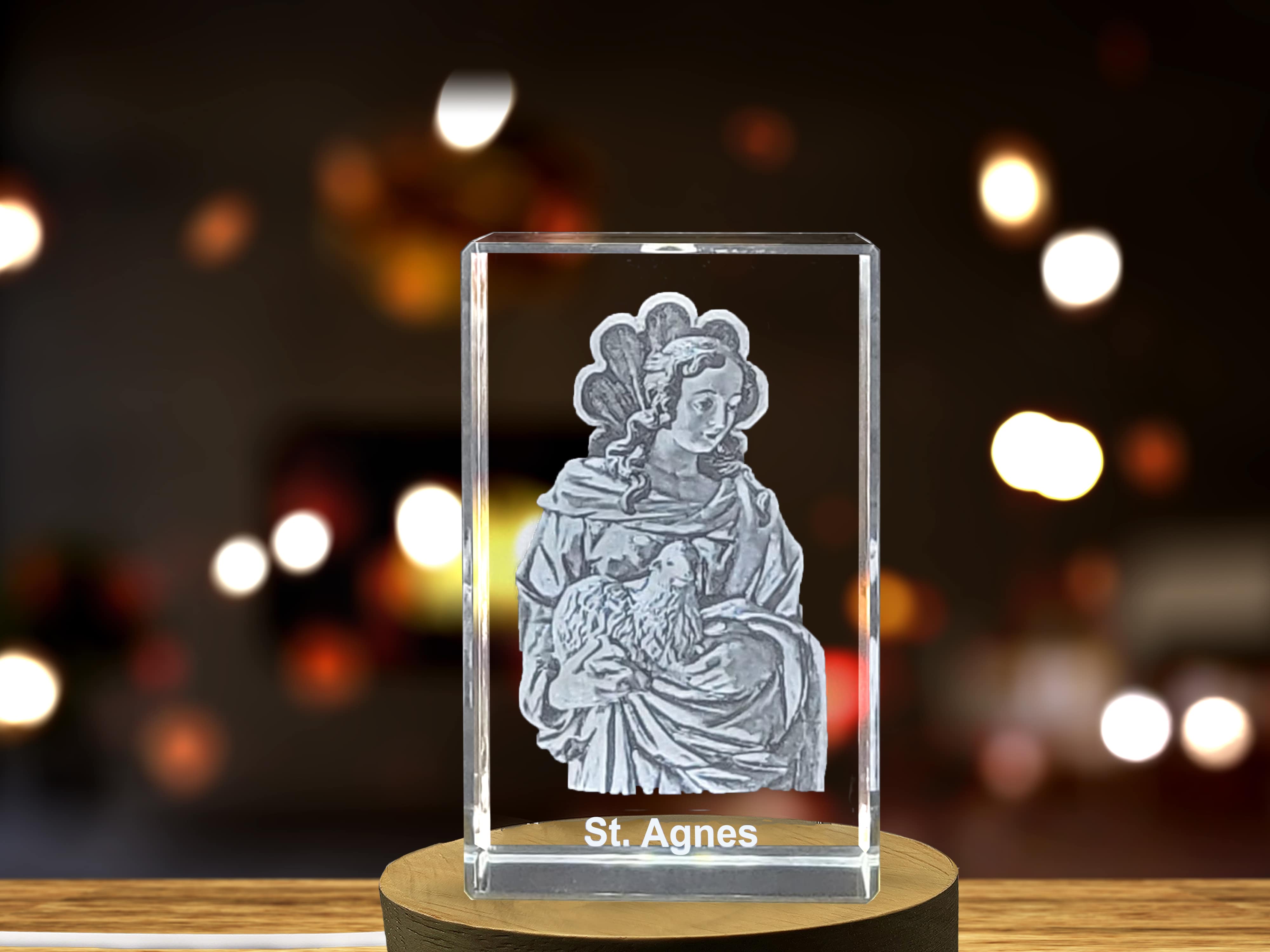 St. Agnes | Patron Saint of Purity Gift | Religious 3D Engraved Crystal A&B Crystal Collection