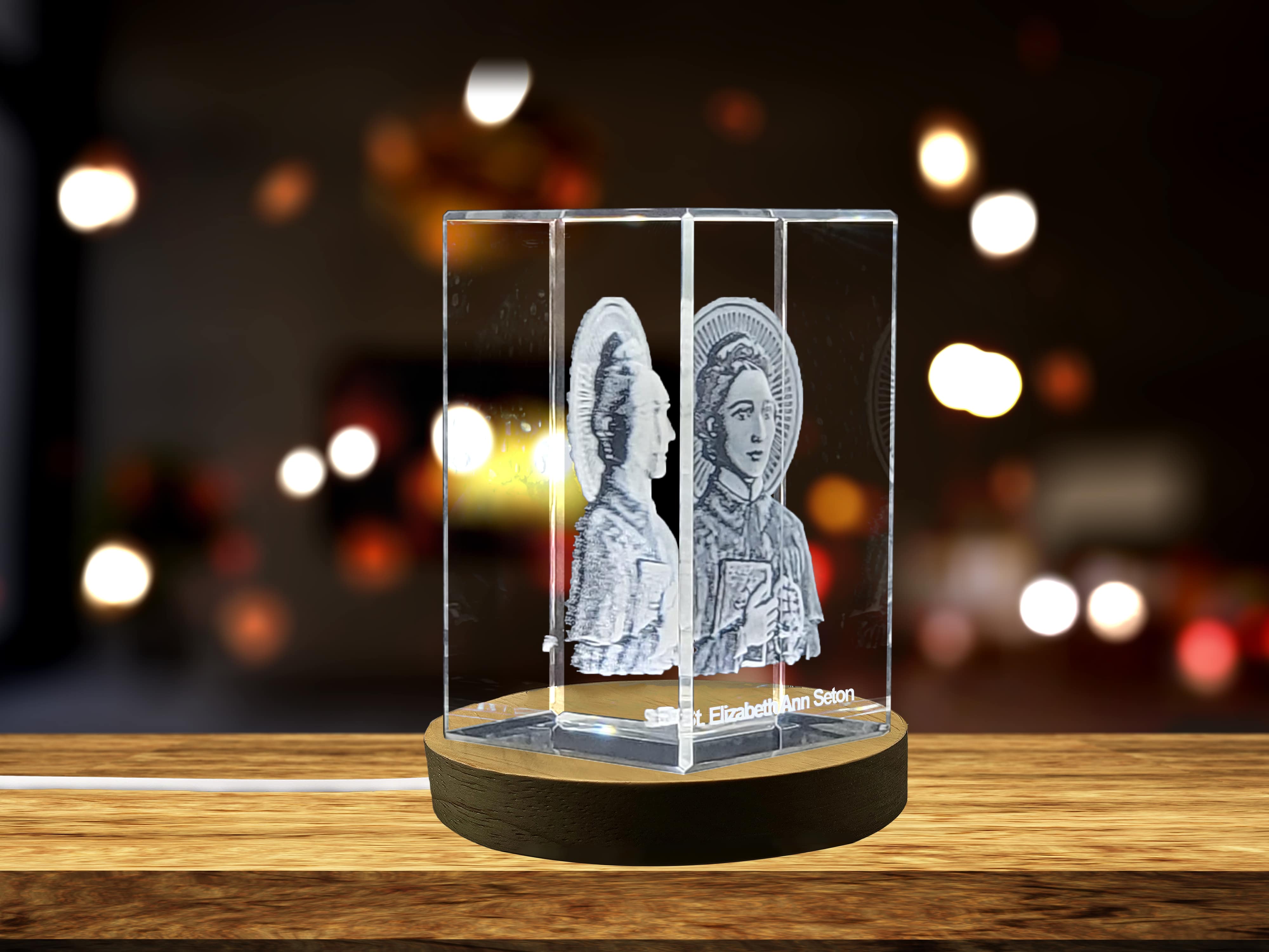 St. Elizabeth Ann Seton | First American-Born Saint Gift | Religious 3D Engraved Crystal A&B Crystal Collection