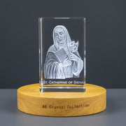 St. Catherine of Siena 3D Engraved Crystal Recognition Award — Made in Canada